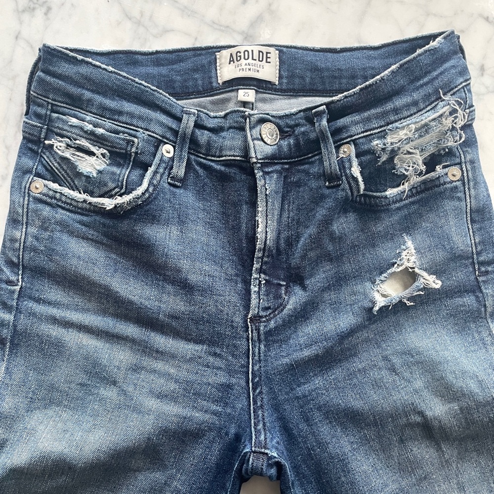 AGOLDE👖Sophie High-Rise Distressed Cropped Skinny